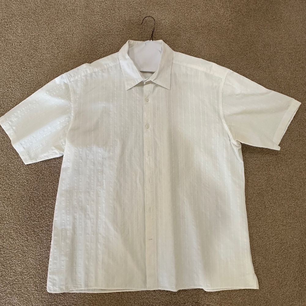 Johnston & Murphy White Short Sleeve Button-Down Shirt